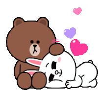 Gif câlin chat ours
